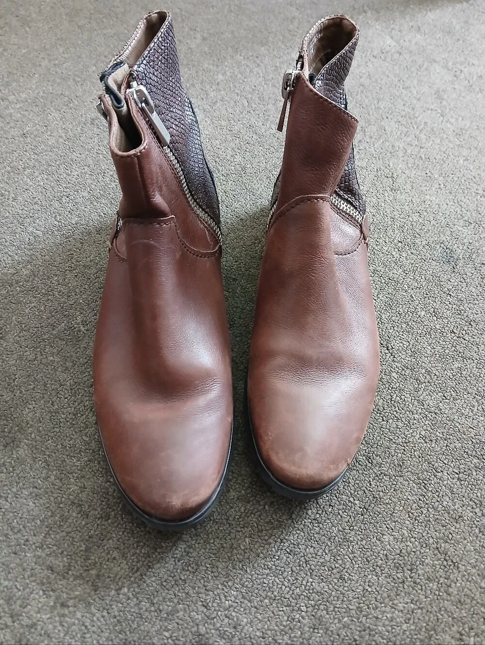 Earthies Dark Sintra 2 Brown Wonen's Leather Zipper Ankle Boots Size 11 B.
